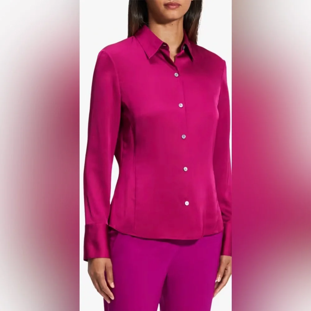 Theory Satin Perfect Fitted Shirt - Picture 2 of 8